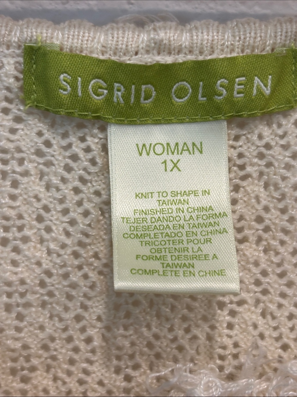 Sigrid Olsen Cream Knit Button-Up Sweater Floral Coastal Grandma - Picture 6 of 8